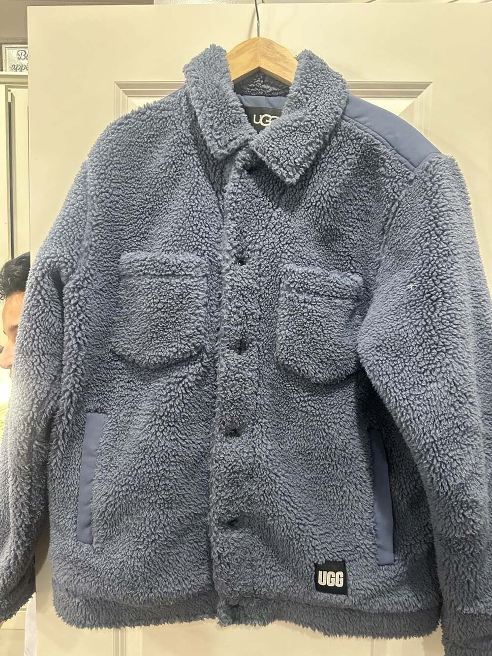 UGG Men's Janson Sherpa Fluff Trucker Jacket in Slate Blue